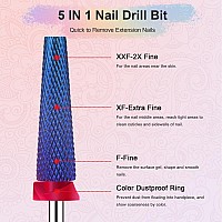 Depvko Super Long 5 In 1 Nail Drill Bits 332 Carbide Tungsten Bits Two Way Rotate Professional Advanced Safety Bits For Nai