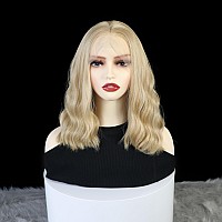 Wxhwcx Blonde Bob Curly Wig Synthetic Lace Front Wig Middle Part Lace Wigs 14Inch Synthetic Hair Wig For Women Cosplay Party Wig