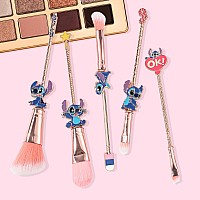 5Pcs Stich Theme Cosmetic Brushes Set Stich Makeup Brushes Set Stich Stuff For Young Girl Women 5Pcs Pink