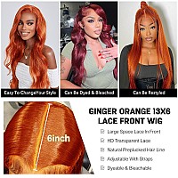 13X6 Ginger Lace Front Wigs Human Hair Orange 13X6 Lace Front Wigs Human Hair Pre Pluckedbody Wave Frontal Wigs Human Hair Hd L