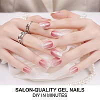 Danni Toni Semi Cured Gel Nail Strips Pink Ombre Gilded Sunset Silver Foil Gel Nail Stickers Semicured Gel Nail Wraps 28 Sti