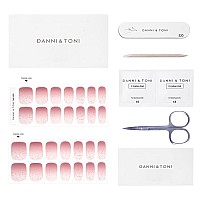 Danni Toni Semi Cured Gel Nail Strips Pink Ombre Gilded Sunset Silver Foil Gel Nail Stickers Semicured Gel Nail Wraps 28 Sti