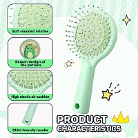 Dinatis Mini Toddler Hair Brush Kids Detangler Brush Glitter Hair Brush Dinosaur Travel Hair Brush Glide Through Tangles Wit