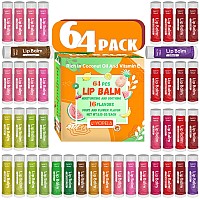 Yopela 64 Pack Natural Lip Balm Bulk With Vitamin E And Coconut Oil Valentines Day Best Choice Moisturizing Soothing And Re