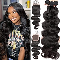 Body Wave Human Hair Bundles With Closure24 26 2822Free Part10A Unprocessed Brazilian Virgin Human Hair 3 Bundles And Closur