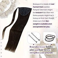 Laavoo Brown Ponytail Extension Human Hair Wrap Around Ponytail Extensions 2 Darkest Brown Ponytail Hair Extensions Real Human