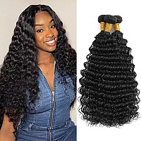 Saluna Deep Wave Bundles 18 20 22 Inch Full And Thick 3 Bundles 12A 100 Unprocessed Brazilian Virgin Human Hair Bundles Soft Cu