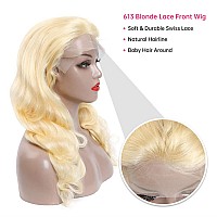 Arietis 24 Inch Body Wave Blonde Hd Transparent Lace Front Wigs Human Hair 180 Density 613 Body Wave 13X5X1 Tpart Lace Front W