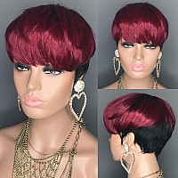 Aiweise Short Wigs Human Hair Pixie Cut Wig Human Hair Short Human Hair Wigs For Black Women Glueless Short Burgundy Hair Pixie