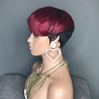 Aiweise Short Wigs Human Hair Pixie Cut Wig Human Hair Short Human Hair Wigs For Black Women Glueless Short Burgundy Hair Pixie