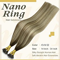 Sunny Hair Brown Nano Hair Extensions Real Human Hair Balayage Nano Bead Hair Extensions Human Hair Cool Brown Balayage Light Br