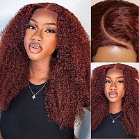 Nadula Pre Everything 13X4 Bye Bye Knots Reddish Brown Glueless Pre Cut Lace Front Curly Wigs Human Hair Pre Plucked Bleached Kn