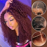 Nadula Pre Everything 13X4 Bye Bye Knots Reddish Brown Glueless Pre Cut Lace Front Curly Wigs Human Hair Pre Plucked Bleached Kn