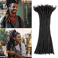 Teresa 18 Inch 02Cm Width Loc Extension Human Hair Natural Black 20 Strands Full Handmade Permanent Locs Extensions Can Be Dye