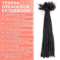 Teresa 18 Inch 02Cm Width Loc Extension Human Hair Natural Black 20 Strands Full Handmade Permanent Locs Extensions Can Be Dye