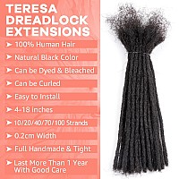 Teresa 8 Inch 02Cm Width Loc Extension Human Hair Natural Black 70 Strands Full Handmade Permanent Locs Extensions Can Be Dyed