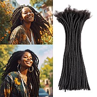 Teresa 16 Inch 02Cm Width Loc Extension Human Hair Natural Black 40 Strands Full Handmade Permanent Locs Extensions Can Be Dye