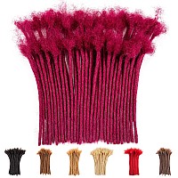 Teresa 6 Inch 04Cm Width Loc Extension Human Hair Burgundy 10 Strands Full Handmade Permanent Locs Extensions Can Be Dyed And