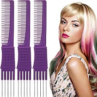 Leinuosen 3 Pack Carbon Lift Teasing Combs With Metal Prong Salon Teasing Back Combs Celcon Purple 19 X 25 X 05 Cm 75 X