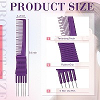 Leinuosen 3 Pack Carbon Lift Teasing Combs With Metal Prong Salon Teasing Back Combs Celcon Purple 19 X 25 X 05 Cm 75 X