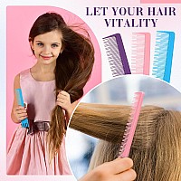 Leinuosen 3 Pack Carbon Lift Teasing Combs With Metal Prong Salon Teasing Back Combs Celcon Blue Pink Purple