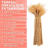 Teresa 4 Inch 04Cm Width Loc Extension Human Hair 27 Honey Blonde Color 70 Strands Permanent Locs Extensions Can Be Dyed And B