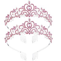 2Pcs Tiara Crowns For Women Princess Crown For Girls Crystal Queen Tiaras For Birthday Christmas Costume Bride Wedding Prompin