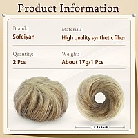 Sofeiyan 2Pcs Messy Bun Hair Piece Wavy Curly Chignon Extension Mini Messy Hair Bun Scrunchies Synthetic Donut Wig Accessory Upd