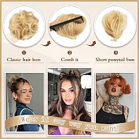 Sofeiyan 2Pcs Messy Bun Hair Piece Wavy Curly Chignon Extension Mini Messy Hair Bun Scrunchies Synthetic Donut Wig Accessory Upd