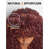 Gorgius Shaggy Haircuts Curly Wig With Bangs Burgundy Colored Wigs Crafted With Stylearchive Technology Premium Fiber Remy H