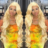 Aopusi 613 Frontal With Bundles 613 Bleached Blonde Human Hair 3 Bundles And Transparent Color Ear To Ear Lace Frontal Brazilian