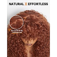 Gorgius Shaggy Haircuts Curly Wig With Bangs Ginger Brown Wigs Crafted With Stylearchive Technology Premium Fiber Remy Human