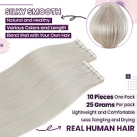 Laavoo Human Hair Tape In Extensions Blonde Remy Tape Hair Extensions 14 Inch Hair Extensions Tape In Platinum Blonde Real Human