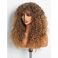 Gorgius Shaggy Haircuts Ombre Curly Wig With Bangs Honey Colored Wig Crafted With Stylearchive Technology Premium Fiber Remy