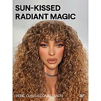 Gorgius Shaggy Haircuts Ombre Curly Wig With Bangs Honey Colored Wig Crafted With Stylearchive Technology Premium Fiber Remy