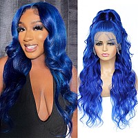 Blue Lace Front Wig Human Hair 13X4 Body Wave Blue Lace Front Wigs Human Hair Colored Hd Lace Front Wigs Human Hair Pre Plucke