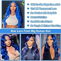 Blue Lace Front Wig Human Hair 13X4 Body Wave Blue Lace Front Wigs Human Hair Colored Hd Lace Front Wigs Human Hair Pre Plucke