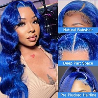 Blue Lace Front Wig Human Hair 13X4 Body Wave Blue Lace Front Wigs Human Hair Colored Hd Lace Front Wigs Human Hair Pre Plucke