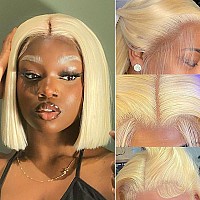 Johlua Blonde Bob Wig Human Hair 13X4 Hd Transparent 613 Lace Front Wig Human Hair 180 Density Frontal Wigs Pre Plucked With Na