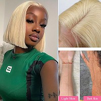 Johlua Blonde Bob Wig Human Hair 13X4 Hd Transparent 613 Lace Front Wig Human Hair 180 Density Frontal Wigs Pre Plucked With Na