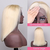 Johlua Blonde Bob Wig Human Hair 13X4 Hd Transparent 613 Lace Front Wig Human Hair 180 Density Frontal Wigs Pre Plucked With Na