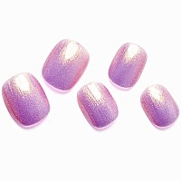 Glamermaid Press On Nails Extra Short Squoval Handmade Glitter Shimmy Light Purple Glue On Gel Nails In Party 24Pcs Reusable U