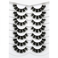 Pooplunch False Eyelashes Fluffy Cat Eye Look Wispy Lashes Spiky Dcurl Long Full Volume Faux Mink Lashes Fake Eyelashes 7 Pairs