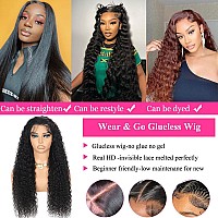 Binrris Wear And Go Glueless Wig Human Hair 13X4 Water Wave Wig Pre Cut Hd Lace 180 Density Lace Front Wig Human Hair Pre Plucke