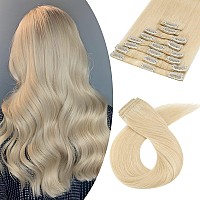 Benehair Clip In Hair Extensions Real Human Hair Seamless Light Clip On Real Hair Weft 8Pcs 22Inch Remy Human Hair Extensions Si