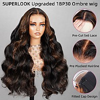 Superlook Wear And Go Glueless Wig Pre Plucked 12A 220 Density Highlight Lace Front Wig Human Hair 6X5 Pre Cut Ombre Lace Front