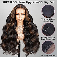 Superlook Wear And Go Glueless Wig Pre Plucked 12A 220 Density Highlight Lace Front Wig Human Hair 6X5 Pre Cut Ombre Lace Front