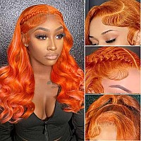 Ginger Orange Wigs Human Hair 180 Density 13X4 Hd Lace Front Wigs For Black Women Human Hair Brazilian Human Hair Wigs For Blac