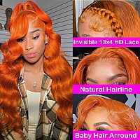 Ginger Orange Wigs Human Hair 180 Density 13X4 Hd Lace Front Wigs For Black Women Human Hair Brazilian Human Hair Wigs For Blac