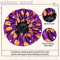 Silky Design Bonnet With Elastic Soft Band Adjustable Women And Men Bonnets For Sleeping Comfortable Satin Fabric Purple Stars